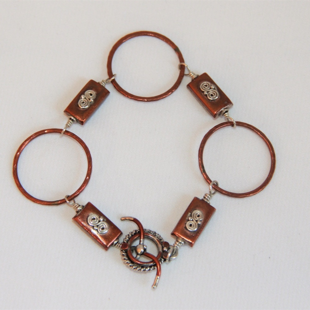 Copper Plating And Silver Scrollwork Bracelet - image 8